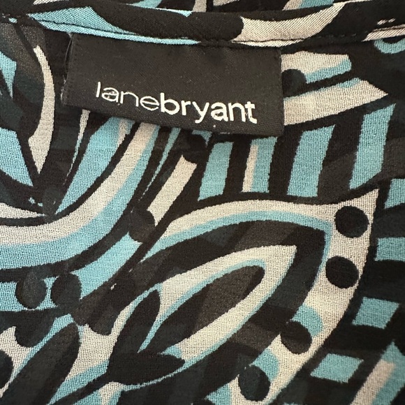 Lane Bryant Blue Black Paisley Print Blouse XL - Picture 2 of 3